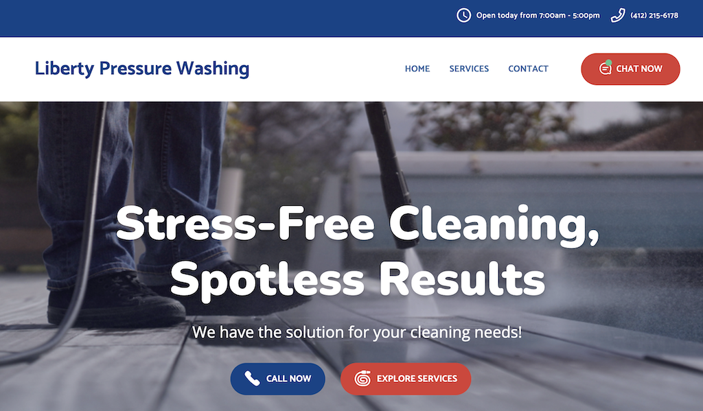 Captura de Imagen del Sitio Web de Lavado a Presion de Liberty Pressure Washing